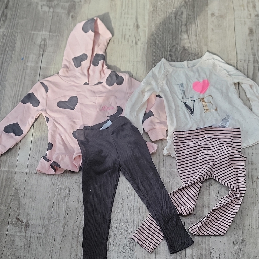Girls' Heart Hoodie and Leggings Set